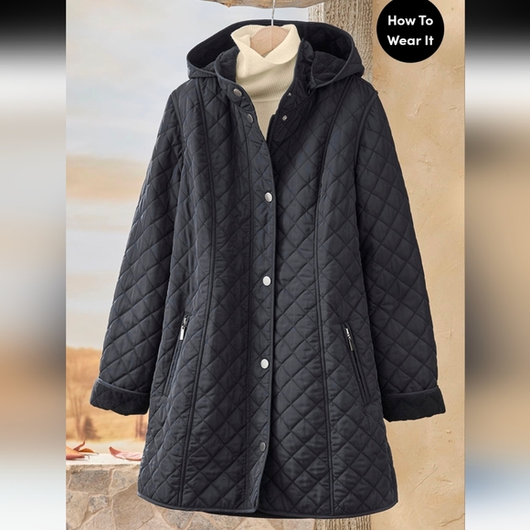 Coldwater Creek Jackets & Blazers - Coldwater Creek Quilted Hooded Coat in Black